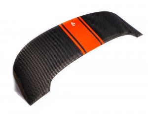 FIAT 500 Roof Spoiler - Carbon Fiber - Red Racing Stripe w/ White Scorpion